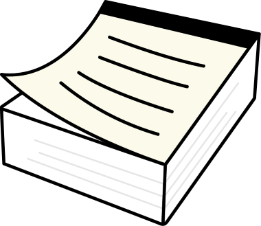 天のり製本されたメモ帳やレポート用紙のイメージ