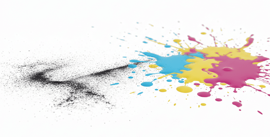 トナーとインクの違いを説明するイメージ